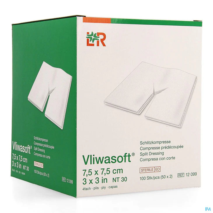 Vliwasoft® Schlitzkompressen 7,5 x 7,5 cm